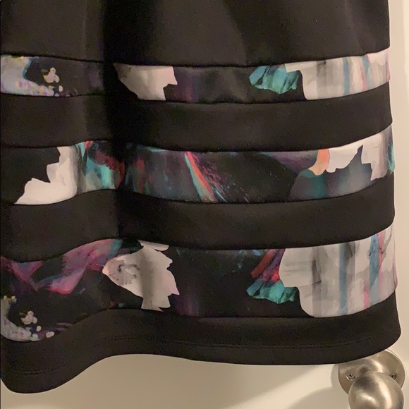 Black Cocktail Dress with Floral Stripping - Picture 2 of 4